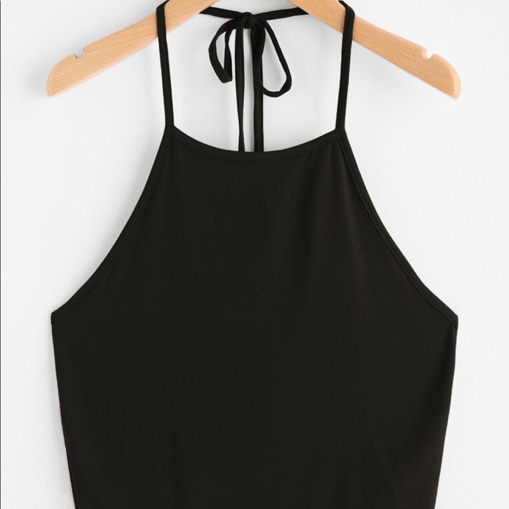 Size S, Black Halter Crop Top